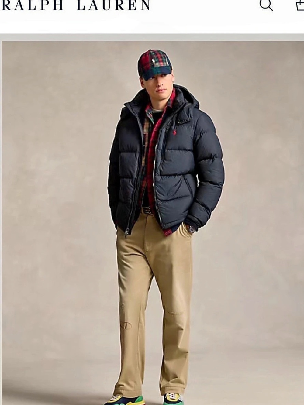 Polo Ralph Lauren Water-Repellent Down Jacket Men's Black Down Puffer Jacket